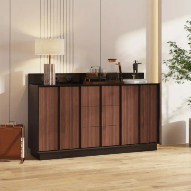 COMODA MODERNA TAPSU 2 PUERTAS 3 CAJONES NEGRO MARRON 150CM