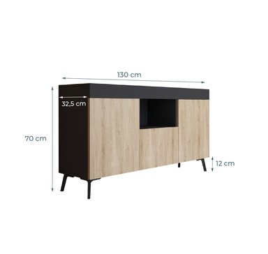 APARADOR  LAKER 3 PUERTAS Y ESTANTE COLOR BLANCO 135CM - 7