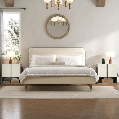 COMBO MESITAS DE NOCHE KAEDA 2 CAJONES COLOR ALMENDRA NOGAL 51CM