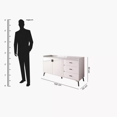 APARADOR YELSI 3 CAJONES 2 PUERTAS BLANCO 150CM - 8