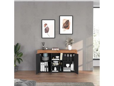 APARADOR CANDRE 3 PUERTAS 1 ESTANTES ROBLE GRAFITO 155CM - 2