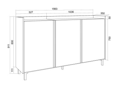 APARADOR ARABIA 3 PUERTAS 4 ESTANTES ROBLE NEGRO 156CM - 6