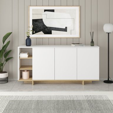APARADOR YORK 3 PUERTAS 3 ESTANTES BLANCO 170CM - 1