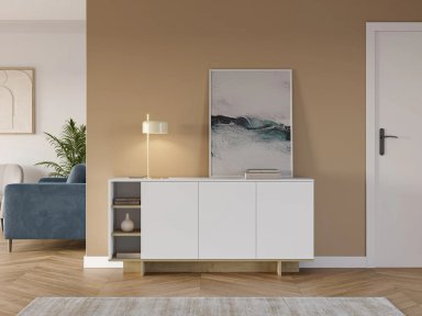 APARADOR YORK 3 PUERTAS 3 ESTANTES BLANCO 170CM - 8