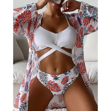 BIKINI MUJER MULTICOLOR SAMANTA 3 PIEZAS CON SALIDA DE PLAYA TALLA GRANDE