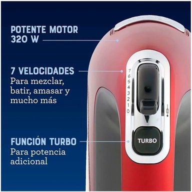 BATIDORA DE MANO OSTER FPSTHM360R 7 VELOCIDADES - 2