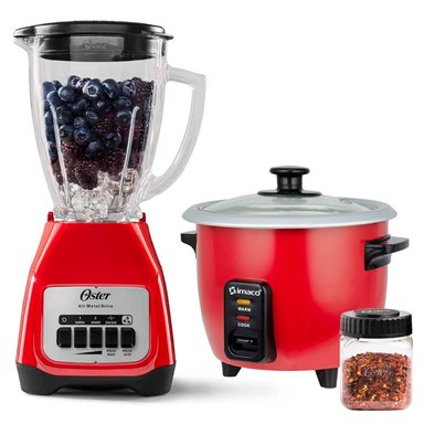 COMBO OSTER LICUADORA 550 W + OLLA ARROCERA 0.6 LITROS IMACO ROJO - 1