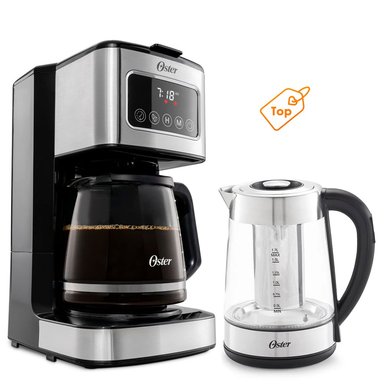 CAFETERA OSTER CON PANTALLA TÁCTIL 12 TAZAS MAS HERVIDOR VIDRIO - 1