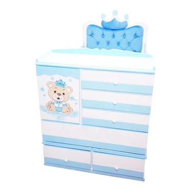 CAMA CUNA OSO REY 1 1/2 PLZ. CELESTE Y BLANCO