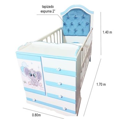 MULTICUNA ELEFANTE CELESTE TAPIZADA BEBE