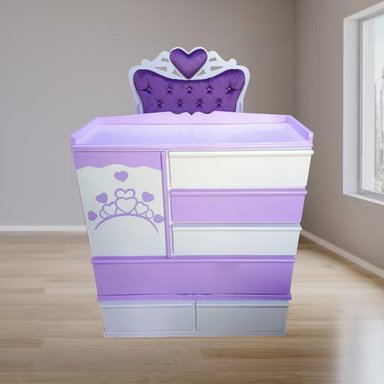 CAMA CUNA MORADO PLAZA Y MEDIA CON COMODA DESMONTABLE