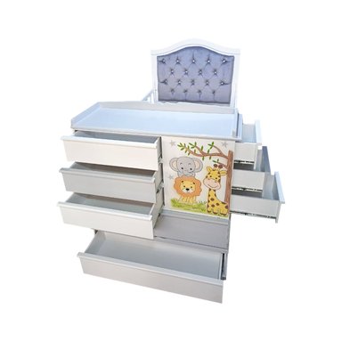 CAMA CUNA SAFARI GRIS PLAZA Y MEDIA CON COMODA DESMONTABLE - 3