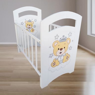 CUNA BLANCO PARA BEBE OSITO REY