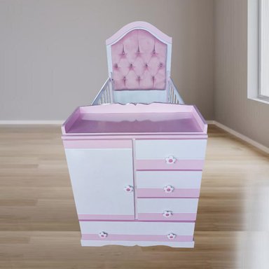 MULTICUNA CUNA PARA BEBE ROSADO TAPIZADO