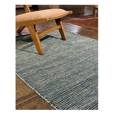 ALFOMBRA DHURRIE TEJIDO A MANO 150 X 210 CM CHAMPIÑON DECOGHAR AZUL - 3