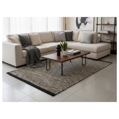 ALFOMBRA DHURRIE TEJIDO A MANO 280 X 180 CM CHAMPIÑON DECOGHAR MARRON