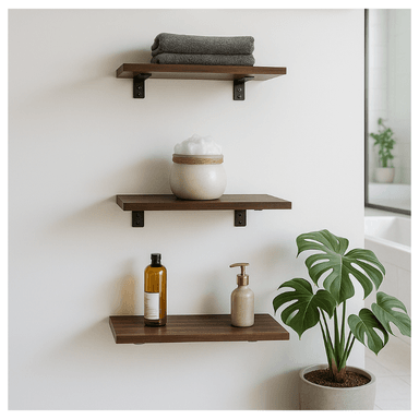 REPISAS FLOTANTES CON SOPORTE SET DE 3 - MED BROWN