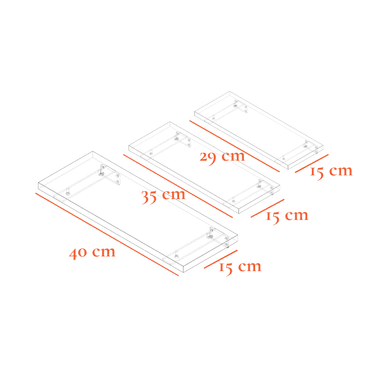REPISAS FLOTANTES CON SOPORTE SET DE 3 - SOLAR WHITE - 5