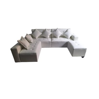 SECCIONAL PARADISSE 3 PIEZAS+ BANQUETA + 6 COJINES  - IVORY