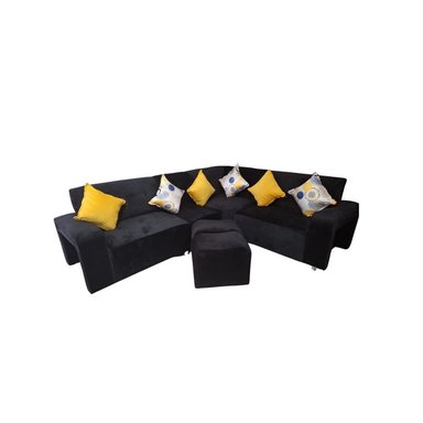 SECCIONAL BURBUJA 4 PIEZAS 2-PUF- 6 COJINES - NEGRO
