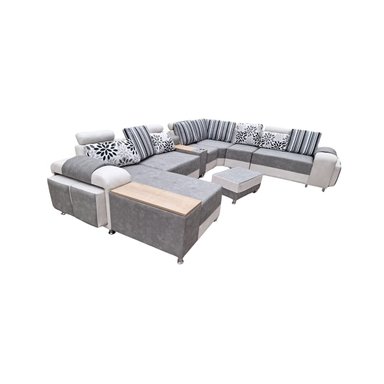 SECCIONAL EUROPEO 12 PIEZAS + 4 COJINES - IVORY CON PLOMO