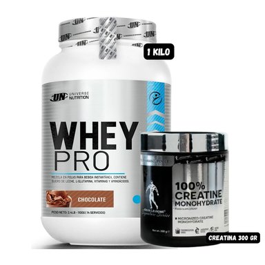 WHEY PRO 1.1 KG CHOCOLATE + CREATINA KEVIN LEVRONE 300 GRAMOS