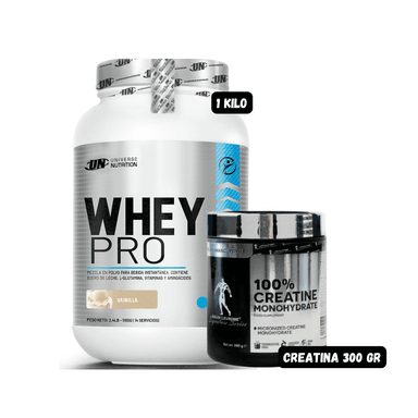 WHEY PRO 1.1 KG VAINILLA + CREATINA KEVIN LEVRONE 300 GRAMOS
