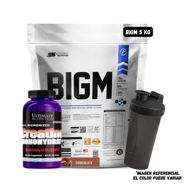 BIGM 5 KG (CHOCOLATE) + CREATINA ULTIMATE NUTRITION 300 GRAMOS + SHAKER