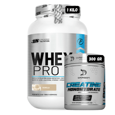 WHEY PRO 1.1 KG (VAINILLA) + CREATINA DRAGON PHARMA 300 GRAMOS