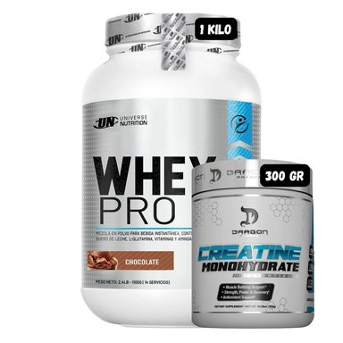 WHEY PRO 1.1 KG (CHOCOLATE) + CREATINA DRAGON PHARMA 300 GRAMOS