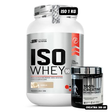 ISO WHEY 90 1.1 KG (VAINILLA) + CREATINA KEVIN LEVRONE 300 GRAMOS