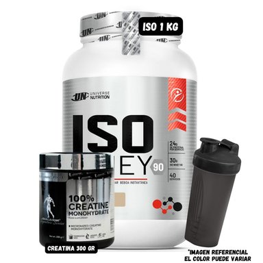 ISO WHEY 90 1.1 KG (CHOCOLATE) + CREATINA KEVIN LEVRONE 300 GRAMOS + SHAKER