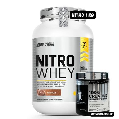 NITRO WHEY 1.1 KG (CHOCOLATE) + CREATINA KEVIN LEVRONE 300 GRAMOS