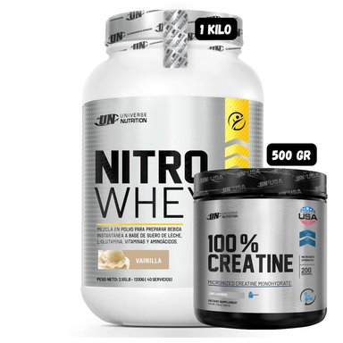 NITRO WHEY 1.1 KG (VAINILLA) + CREATINA MONOHIDRATADA UN 500 GRAMOS