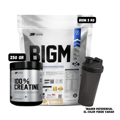 BIGM 3 KG (VAINILLA) + CREATINA UN 250 GRAMOS + 1 SHAKER