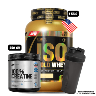 ISO GOLD WHEY 1.1 KG (VAINILLA) + CREATINA UN 250 GRAMOS + 1 SHAKER