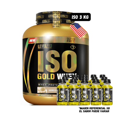 ISO GOLD WHEY 3 KILOS (VAINILLA) + 15 BOTELLITAS QUEMADORES XB