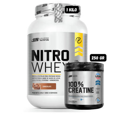 NITRO WHEY 1.1 KG (CHOCOLATE) + CREATINA MONOHIDRATADA UN 250 GRAMOS