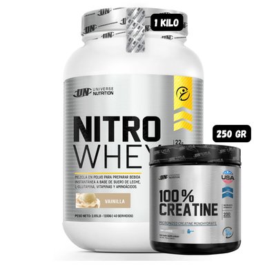 NITRO WHEY 1.1 KG (VAINILLA) + CREATINA MONOHIDRATADA UN 250 GRAMOS