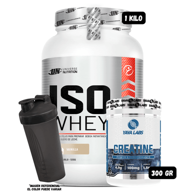 ISO WHEY 90 1.1 KG (VAINILLA) + CREATINA MONOHIDRATADA 300 GRAMOS + 1 SHAKER