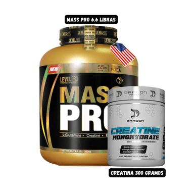MASS PRO 6.6 LIBRAS (VAINILLA) + CREATINA DRAGON PHARMA 300 GRAMOS