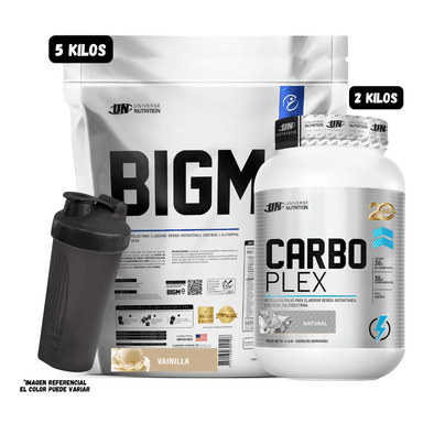 BIGM 5 KG (VAINILLA) + CARBOPLEX  2 KG (NATURAL) + SHAKER