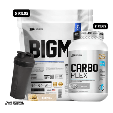 BIGM 5 KG (COOKIES) + CARBOPLEX  2 KG (NATURAL) + SHAKER