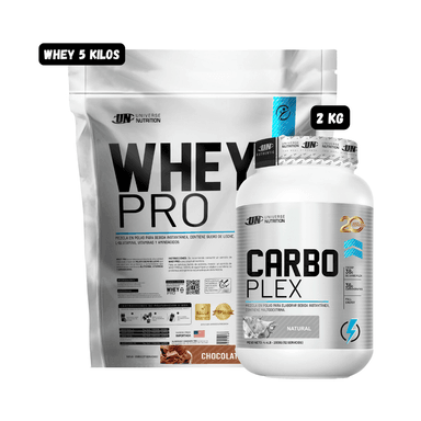 WHEY PRO 5 KG (CHOCOLATE) + CARBOPLEX 2 KG (NATURAL)