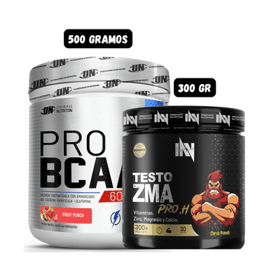 BCAA'S 500 GR (FRUIT PUNCH) + PRECURSOR DE TESTO 300 GR INN (CITRUS PUNCH)