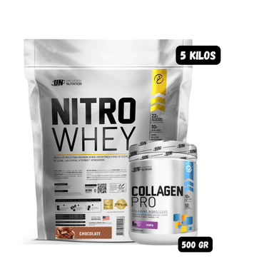 PROTEÍNA NITRO WHEY 5 KG (CHOCOLATE) + COLAGENO HIDROLIZADO 500 (MORA)