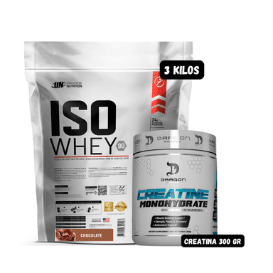 ISO WHEY 90 3 KG (CHOCOLATE) + CREATINA DRAGON PHARMA 300 GRAMOS