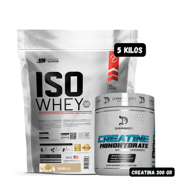 ISO WHEY 90 5 KG (VAINILLA) +  CREATINA DRAGON PHARMA 300 GRAMOS