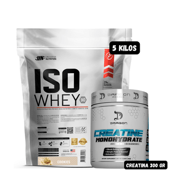 ISO WHEY 90 5 KG (COOKIES) +  CREATINA DRAGON PHARMA 300 GRAMOS
