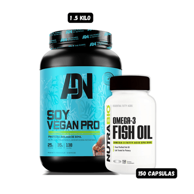SOY VEGAN 1.5 KG (CHOCOLATE) + OMEGA 3 NUTRABIO 150 CAPSULAS